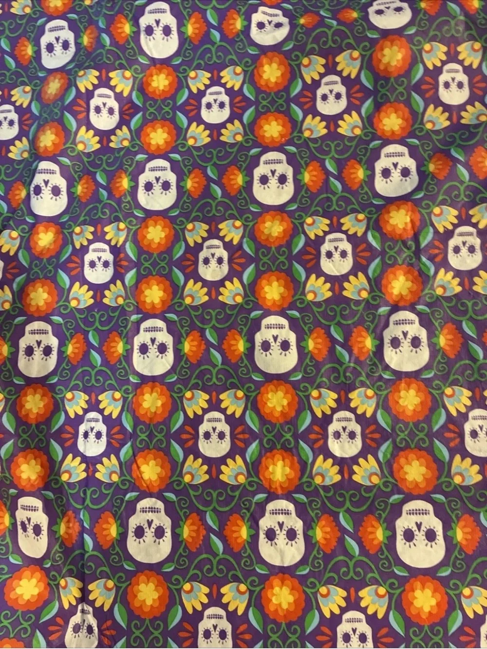 Day of the Dead Skull Print- Purple/Orange tablecloth